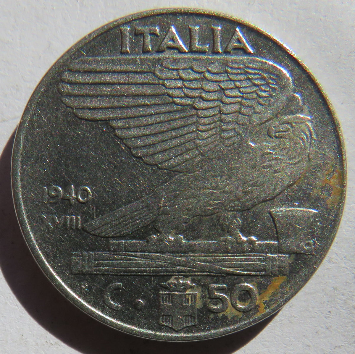1940 Italy 50 Centesimi Coin