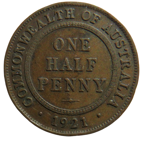 1921 King George V Australia Halfpenny Coin