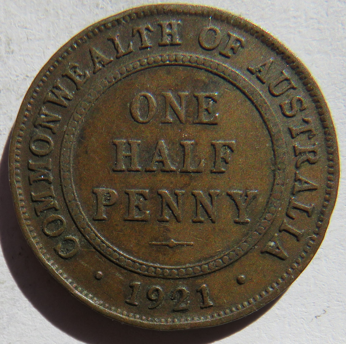 1921 King George V Australia Halfpenny Coin