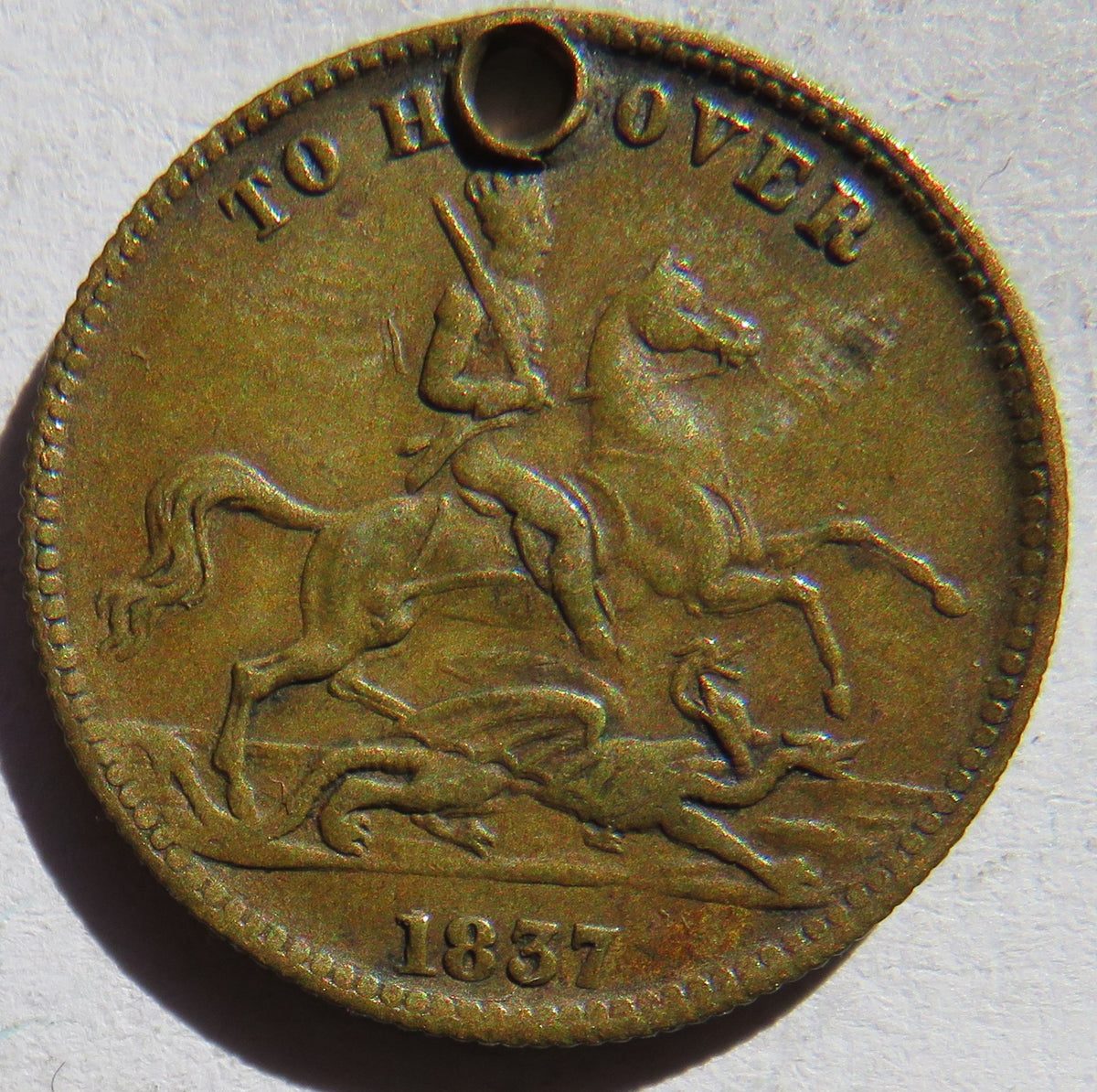 1837 Queen Victoria " To Hanover" Cumberland Jack Token