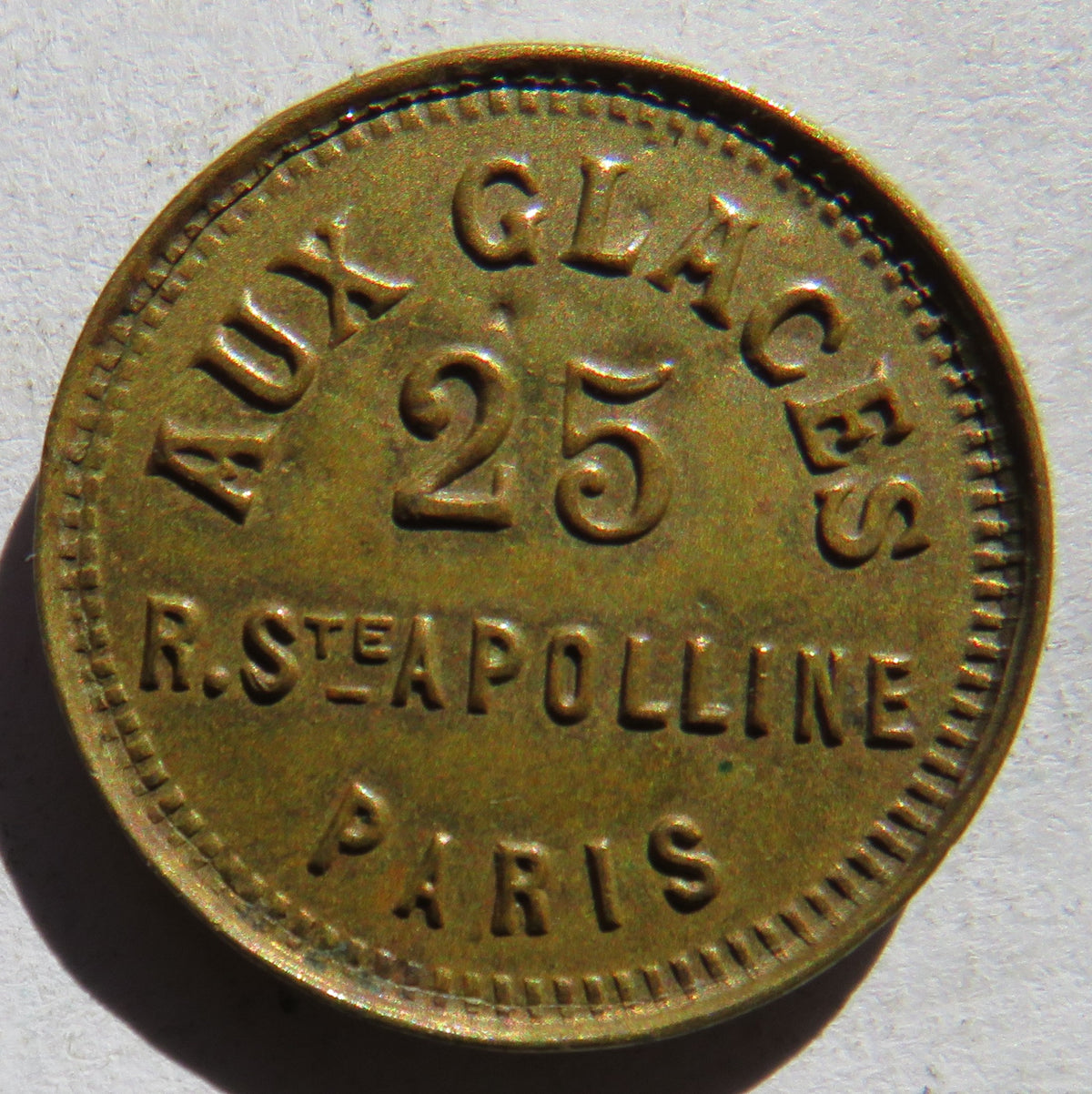 Antique French Brothel Token - Aux Glaces, Paris