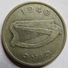 Load image into Gallery viewer, 1940 Ireland Eire Silver Halfcrown Coin
