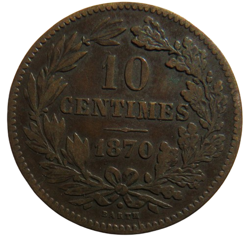 1870 Luxembourg 10 Centimes Coin
