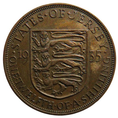 1935 King George V States of Jersey 1/12th of a Shilling Coin