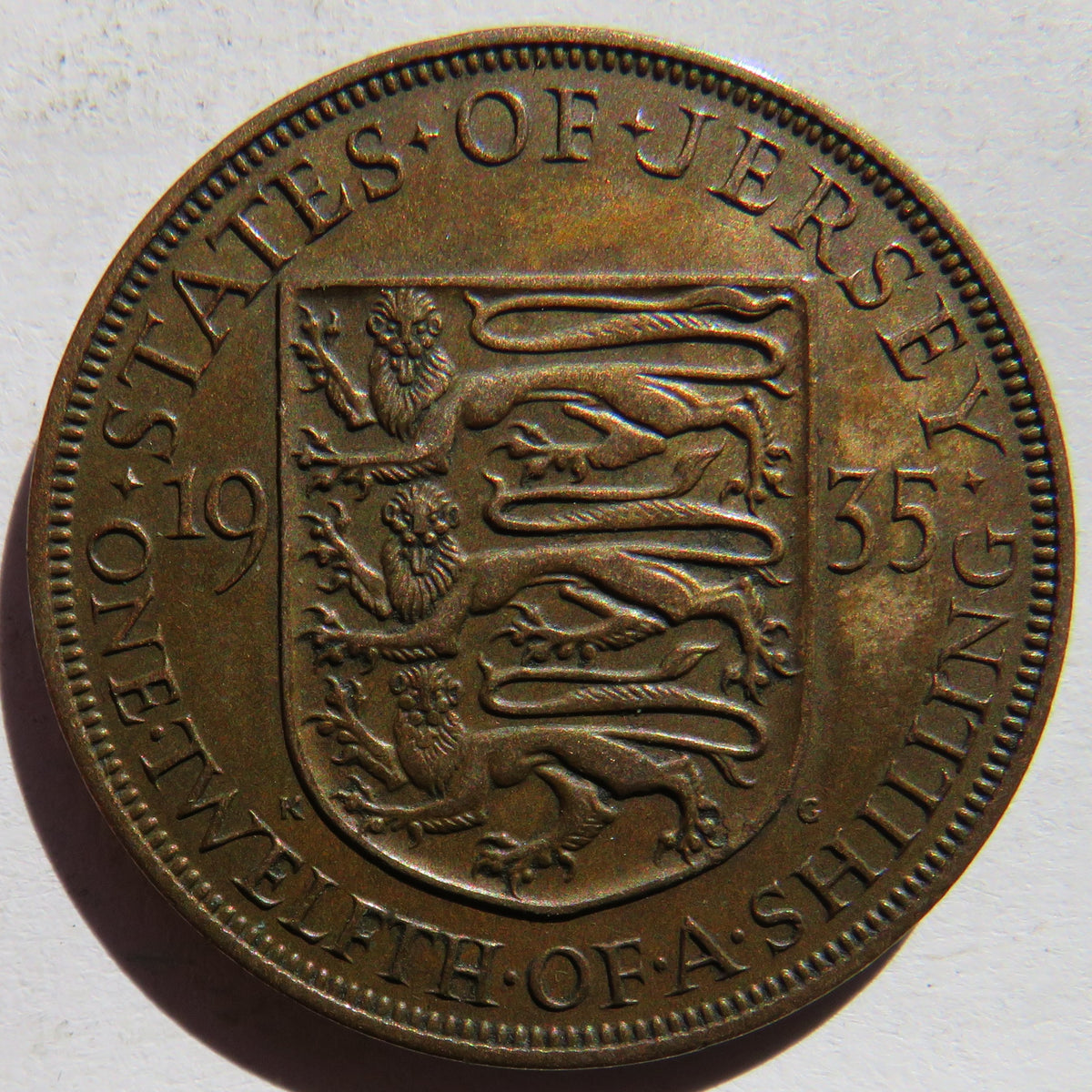 1935 King George V States of Jersey 1/12th of a Shilling Coin