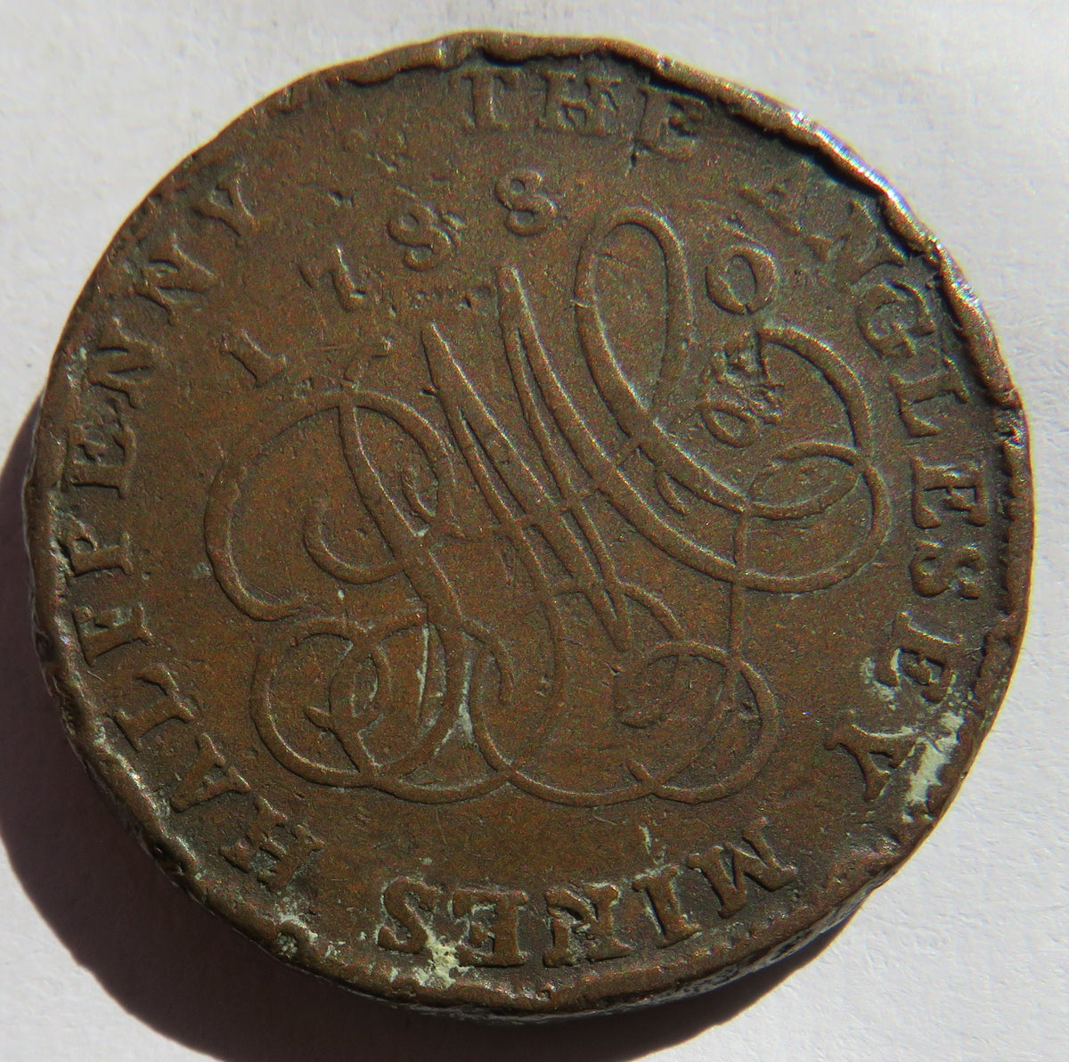 1788 The Anglesey Mines Halfpenny Token "Druids Head"
