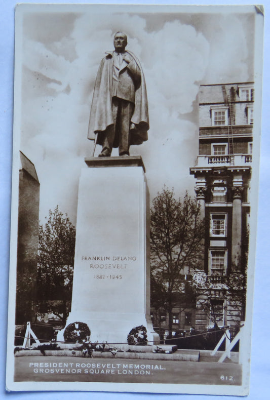 Vintage Postcard of President Roosevelt Memorial, Grosvenor Square, London