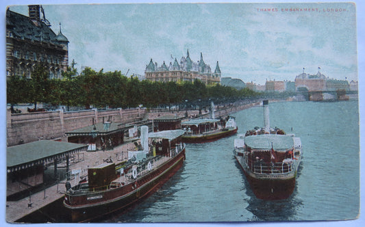 Vintage Postcard of Thames Embankment, London