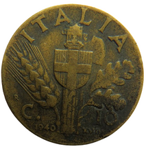 Load image into Gallery viewer, 1940 Italy 10 Centesimi Coin
