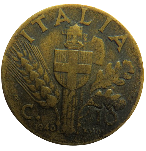 1940 Italy 10 Centesimi Coin