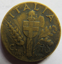 Load image into Gallery viewer, 1940 Italy 10 Centesimi Coin
