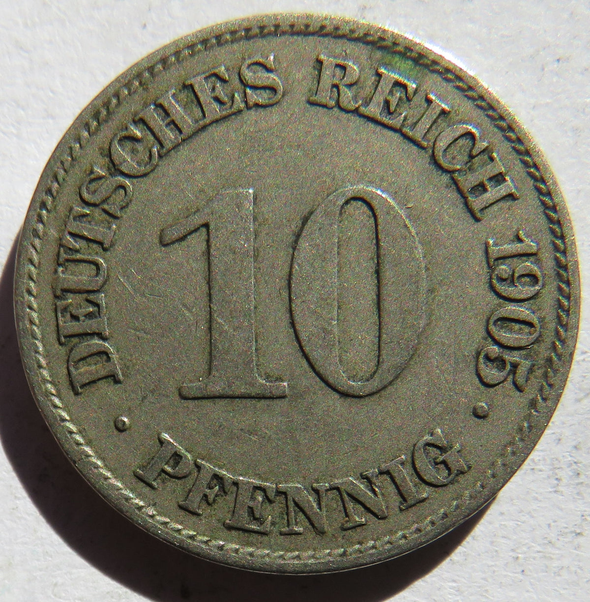 1905-E Germany 10 Pfennig Coin