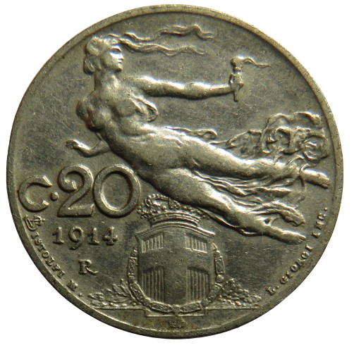 1914 Italy 20 Centesimi Coin