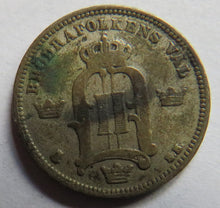 Load image into Gallery viewer, 1892 Sweden Silver 10 Ore Coin
