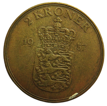 Load image into Gallery viewer, 1957 Denmark 2 Kroner Coin
