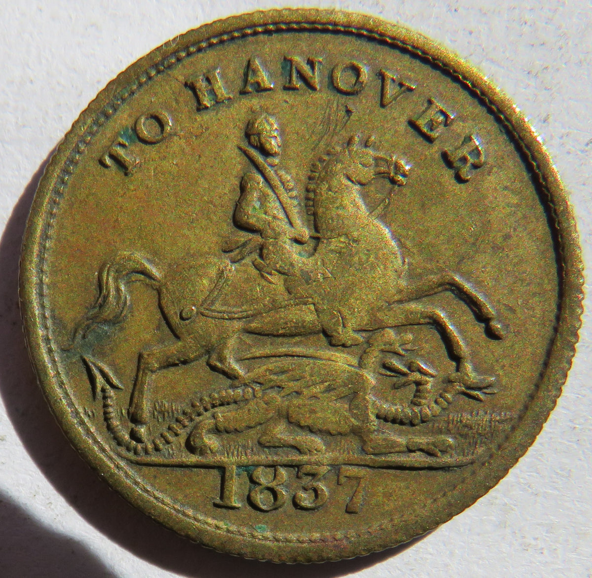 1837 Queen Victoria " To Hanover" Cumberland Jack Token