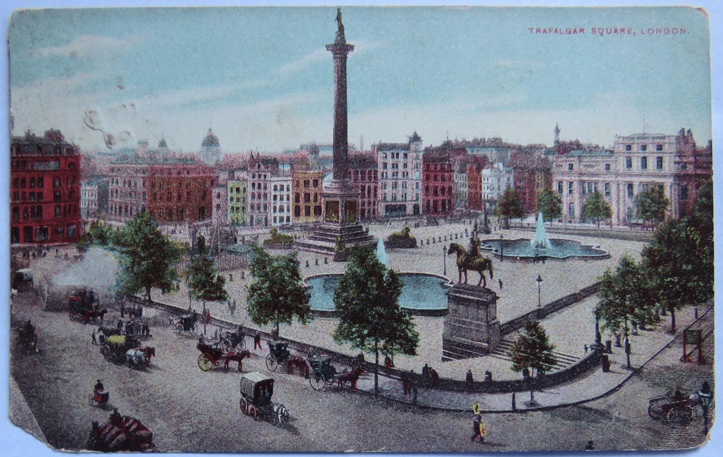 Vintage Postcard of Trafalgar Square, London