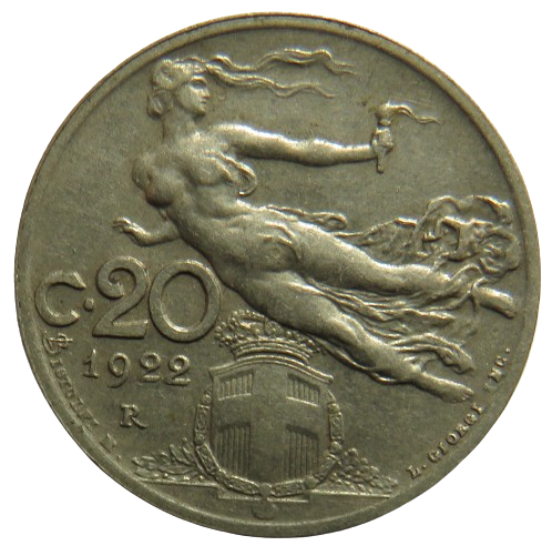 1922 Italy 20 Centesimi Coin