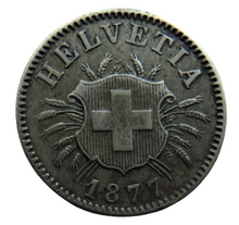 Load image into Gallery viewer, 1877 Switzerland 5 Rappen Coin - Good Detail
