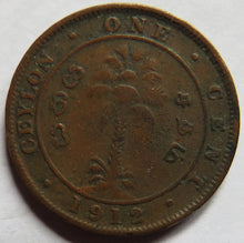 Load image into Gallery viewer, 1912 King George V Ceylon One Cent Coin
