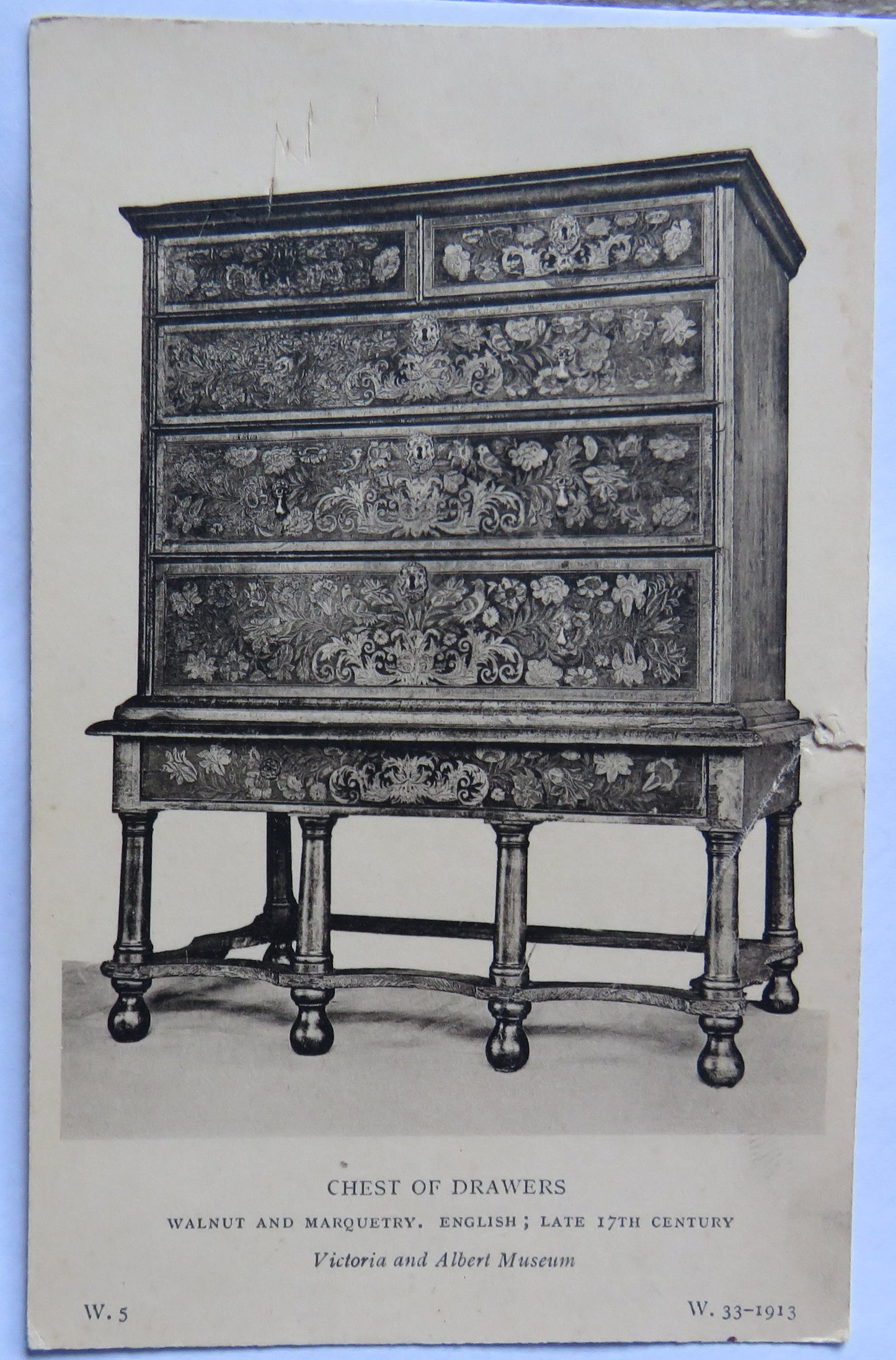 Vintage Postcard of Chest of Drawers, Victoria and Albert Museum