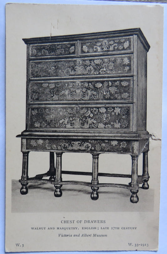 Vintage Postcard of Chest of Drawers, Victoria and Albert Museum