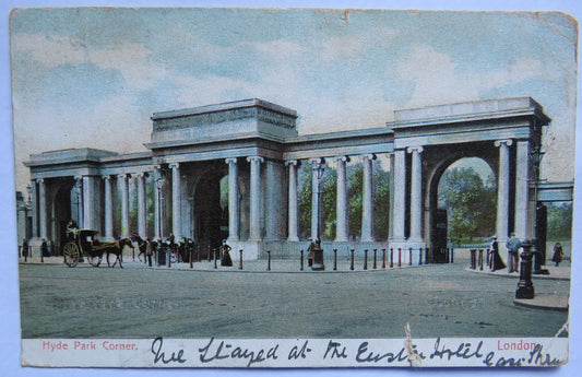 Vintage Postcard of Hyde Park Corner, London, 1905