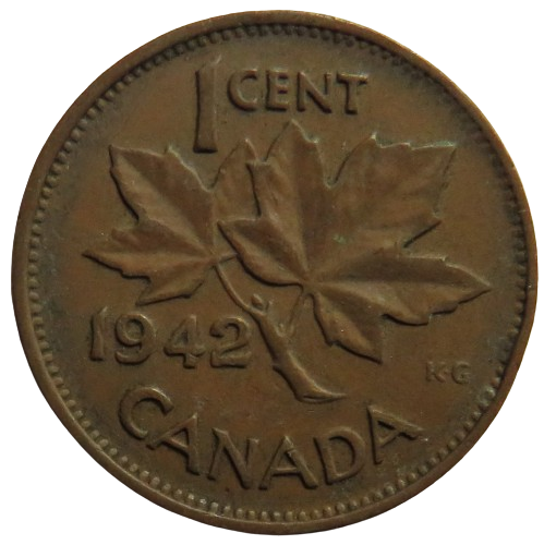 1942 King George VI Canada One Cent Coin