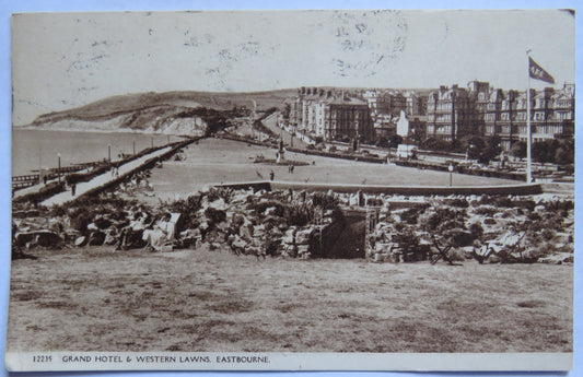 Vintage Postcard of the Grand Hotel & Western Lawns, Eastbourne 1960