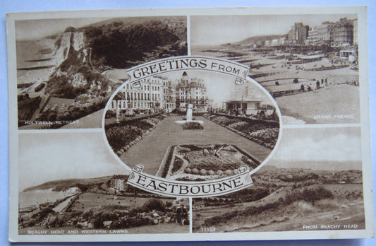 Vintage Postcard of Greetings From Eastbourne, Multiview Postcard