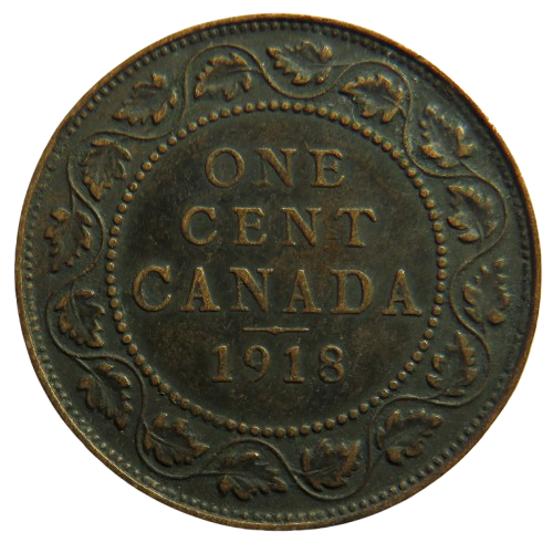 1918 King George V Canada One Cent Coin