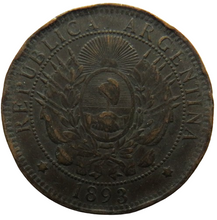 Load image into Gallery viewer, 1893 Argentina 2 Centavos Coin
