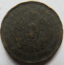 Load image into Gallery viewer, 1893 Argentina 2 Centavos Coin
