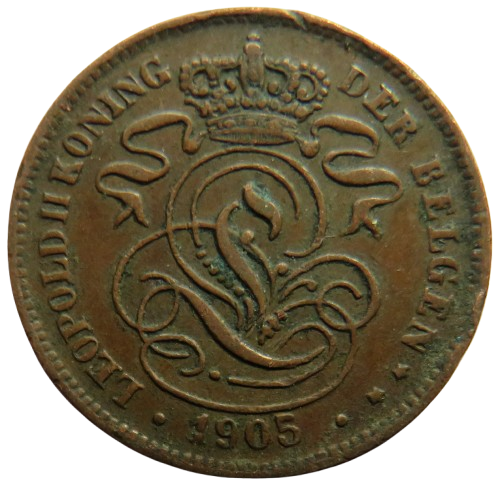 1905 Belgium 2 Centimes Coin