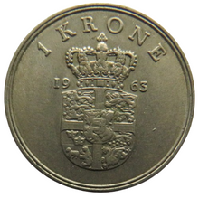 Load image into Gallery viewer, 1963 Denmark One Krone Coin
