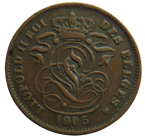 1905 Belgium 2 Centimes Coin