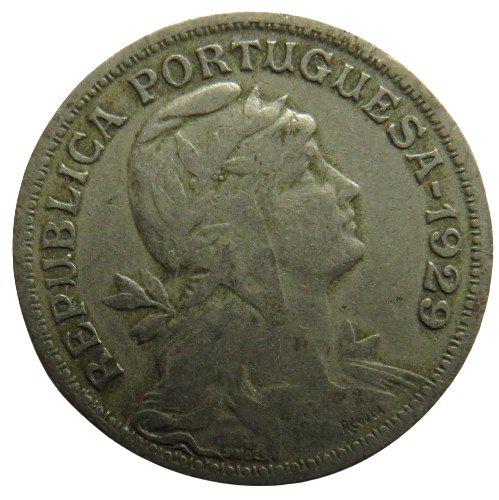 1929 Portugal 50 Centavos Coin