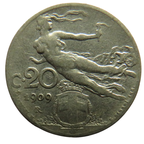 1909 Italy 20 Centesimi Coin
