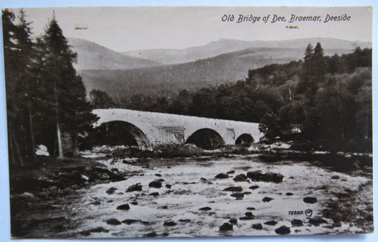 Vintage Postcard of Old Bridge of Dee, Braemar, Deeside
