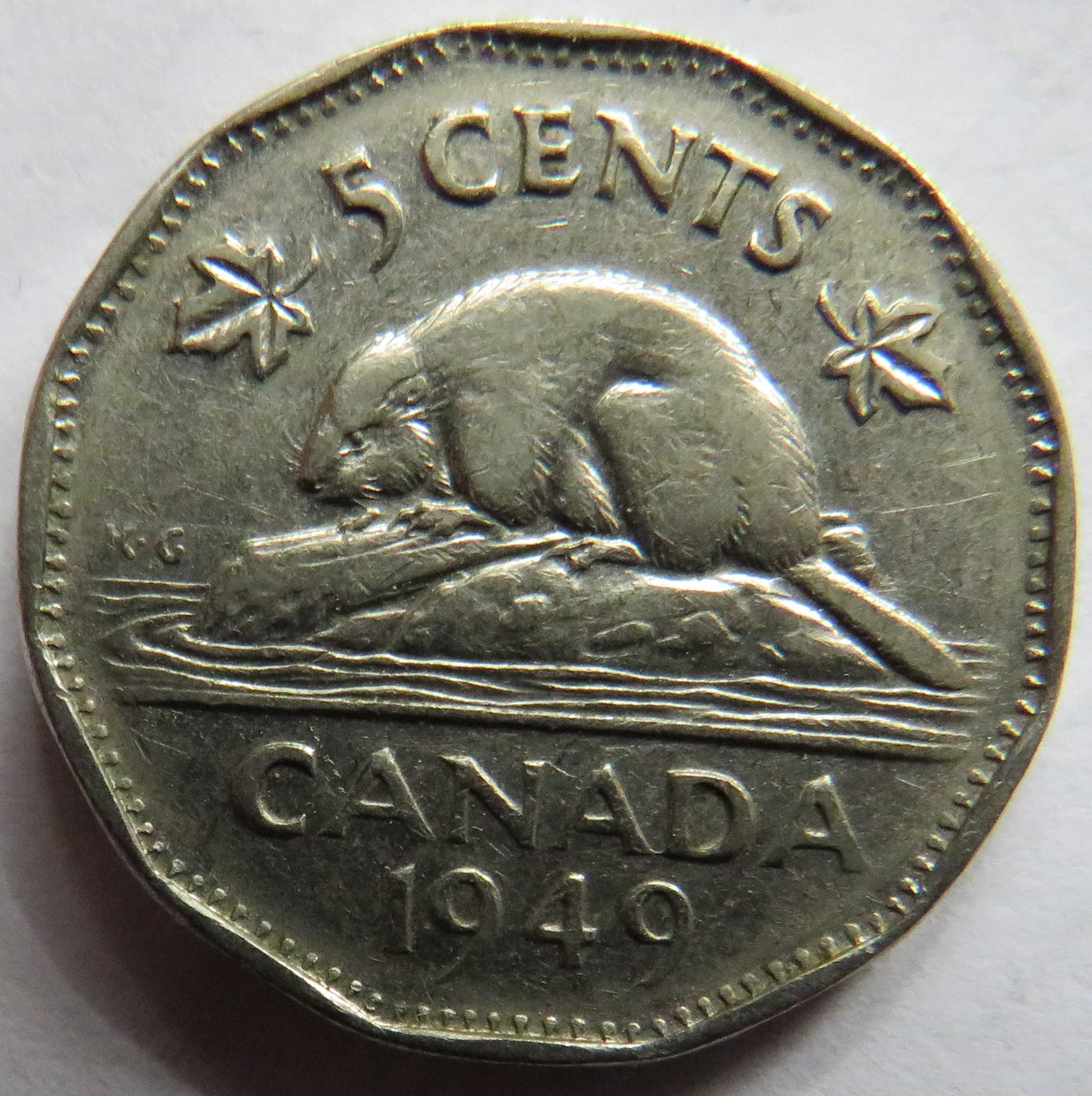 1949 King George VI Canada 5 Cents Coin