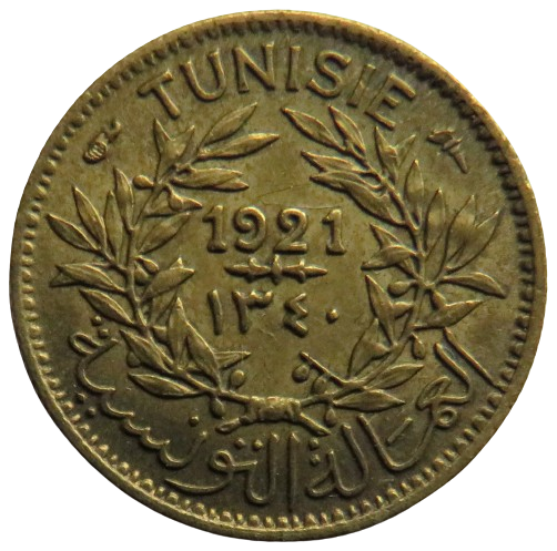 1921 Tunisia 50 Centimes Coin