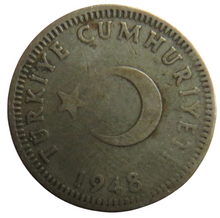 Load image into Gallery viewer, 1948 Turkey Silver 50 Kurus Coin
