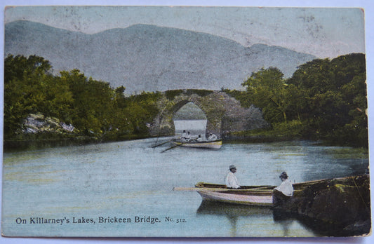 Vintage Postcard of On Killarney's Lakes, Brickeen Bridge 1912
