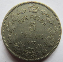 Load image into Gallery viewer, 1933 Belgium 5 Francs Coin
