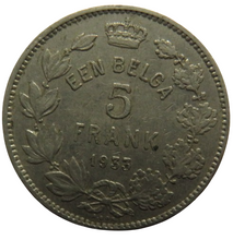 Load image into Gallery viewer, 1933 Belgium 5 Francs Coin
