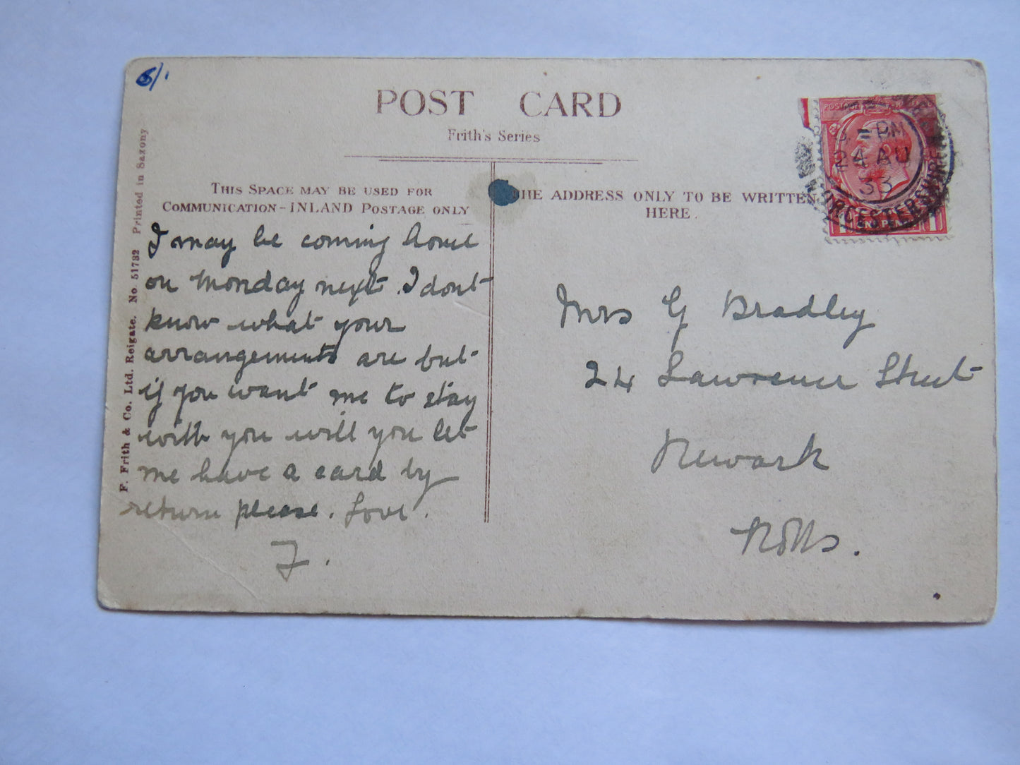 Vintage Postcard of Newark Castle 1933