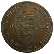 Load image into Gallery viewer, 1923 King George V States of Jersey 1/12th of a Shilling Coin
