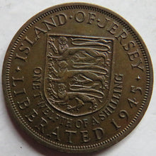 Load image into Gallery viewer, Island of Jersey Liberated 1945 Queen Elizabeth II 1/12th of a Shilling Coin
