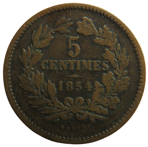 1854 Luxembourg 5 Centimes Coin