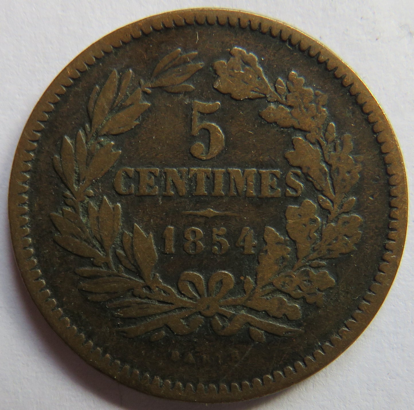 1854 Luxembourg 5 Centimes Coin